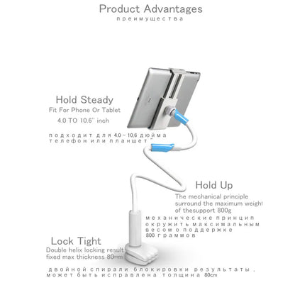 Flexible Long Arm Tablet/phone Stand Holder for Bed Desk 5-11’’